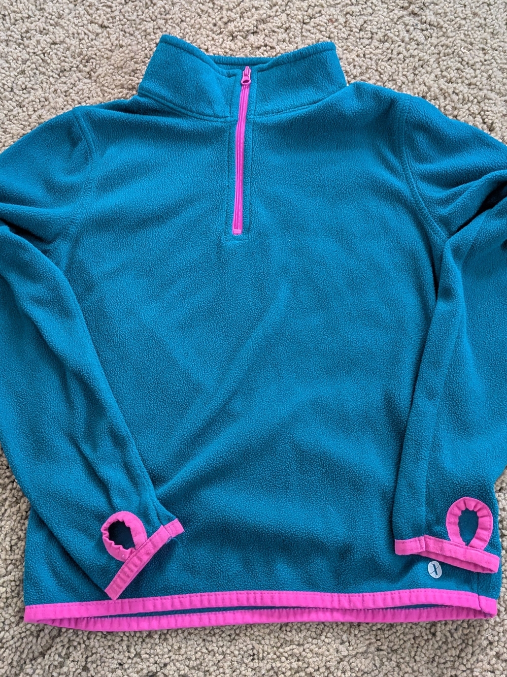 Xersion Teal Cowl Fleece with Pink Trim